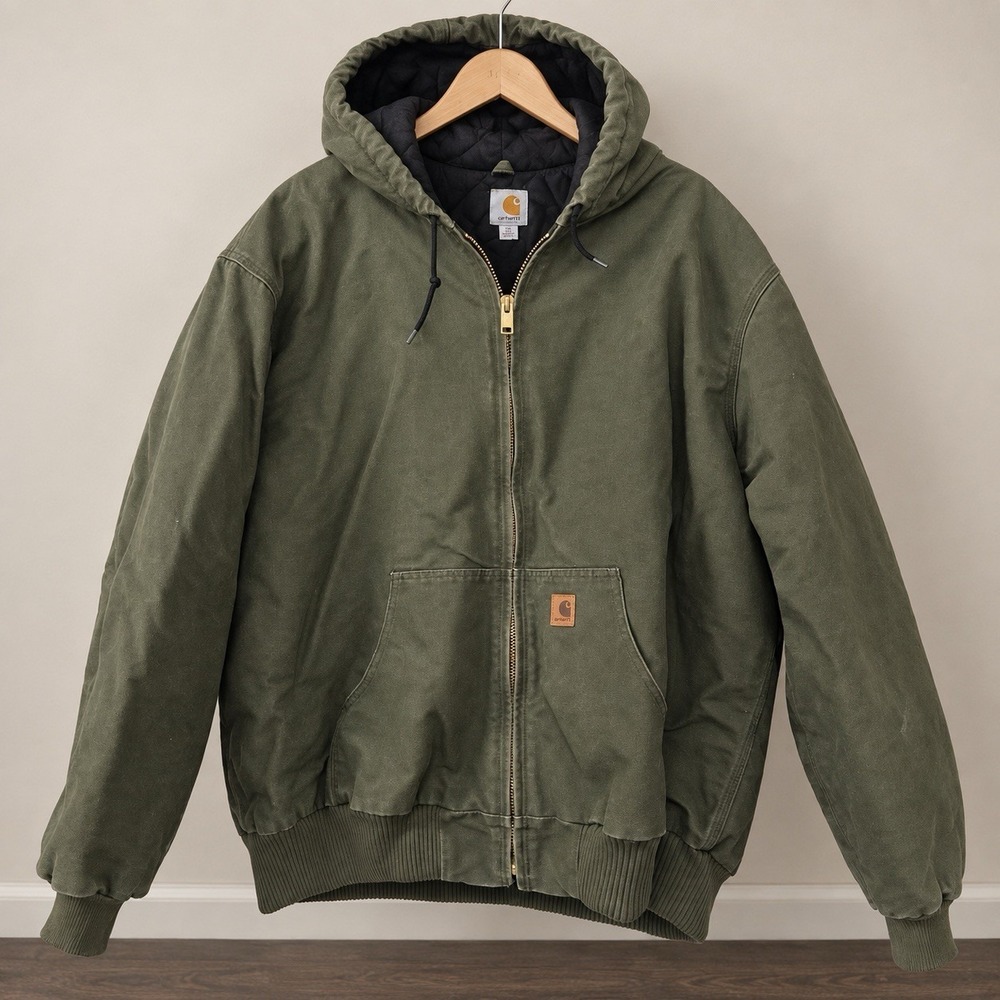 Carhartt J130 Quilt Lined Duck Canvas Jacket Coat Size 3XL Tall Army Green